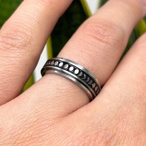 Stainless Steel Spinner Ring, Spinning Ring, Fidget Ring, Meditation Ring, Anxiety Ring, Worry Ring, Boho Ring, Spin Ring, Moon Band Gift