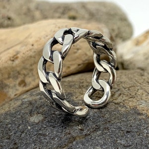 925 Sterling Silver Ring, Chain Ring, Chunky Ring, Adjustable Open Ring, Stack Ring, Statement Ring, Boho Ring, Rings for Women, Mens Ring