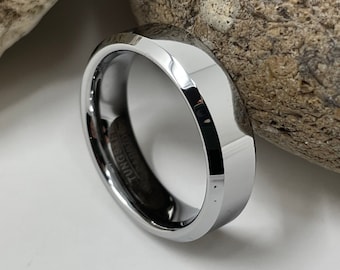 Silver Tungsten Ring, Tungsten Wedding Band, Thick 6mm Ring, Wedding Engagement Ring, Anniversary Chunky Ring, Man Ring, Rings for Men Women