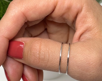 Minimalist Stainless Steel Dainty Ring: Adjustable Stacking Rings for Women (Silver or Gold)