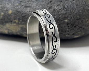 Stainless Steel Spinner Ring, Spinning Ring, Fidget Ring, Meditation Ring, Anxiety Ring, Worry Ring, Spin Ring, Boho Ring, Celtic Ring Band