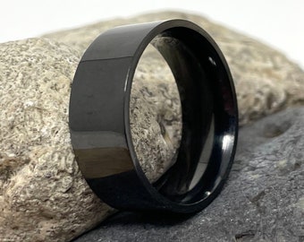 Stainless Steel Ring, 8mm Ring, Black Ring, Metal Band, Thick Ring, Chunky Ring, Minimalist Ring, Man Ring, Mens Jewellery, Rings for Women