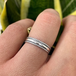 925 Sterling Silver Ring, Boho Ring, Solid Silver Band, Vintage Ring, Twist Ring, 4mm Ring, Bohemian Ring, Stacking Rings for Women & Men