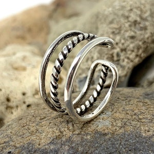 ブランド公式通販サイト 925 Sterling Silver Twisted Ring, Triple Band, Braided Ring アクセサリー