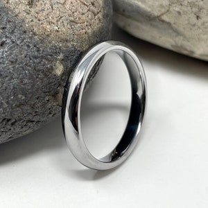 Silver Tungsten Ring, Tungsten Wedding Band, Thin 3mm Ring, Wedding Ring, Engagement Ring, Man Ring, Rings for Men Women, Anniversary Ring image 3