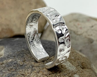 925 Sterling Silber Ring, gehämmert Ring Band, Boho Ring, verstellbarer offener Ring, minimalistischer Ring, dicker Ring, Männerring, Ringe für Frauen