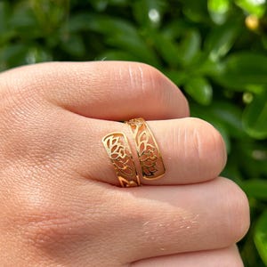 Stainless Steel Ring, Filigree Ring, Leaf Ring, Bypass Gold Ring, Boho Ring, Statement Ring, Adjustable Open Ring, Thumb Rings for Women