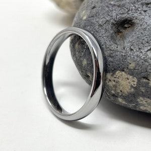 Silver Tungsten Ring, Tungsten Wedding Band, Thin 3mm Ring, Wedding Ring, Engagement Ring, Man Ring, Rings for Men Women, Anniversary Ring image 4