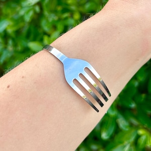 Stainless Steel Fork Bangle: Quirky Unique Statement Bracelet