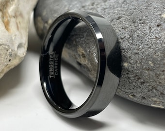 Black Tungsten Ring, Tungsten Wedding Band, Wedding Ring, Thick 6mm Ring, Anniversary Ring, Man Ring, Rings for Men Women, Engagement Ring