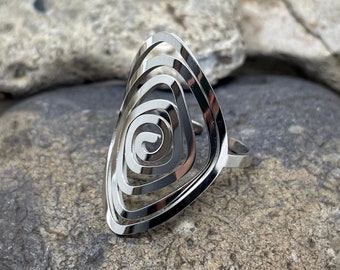 Stainless Steel Ring, Statement Ring, Swirl Ring, Spiral Ring, Thick Ring, Chunky Ring, Boho Ring, Vintage Silver Ring, Rings for Women/Men