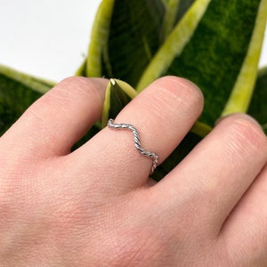 925 Sterling Silver Ring, Dainty Thin Ring, Wave Ring, Unique Ring, Braided Rope Ring, Adjustable Open Ring, Stacking Ring, Rings for Women