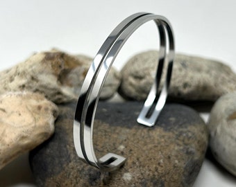 Stainless Steel Bangle, Simple Plain Bangle, Solid Cuff Bangle, Unisex Bangle, Open Bangle, Silver Bangle, Steel Bracelet for Women & Men
