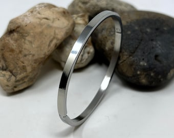 Stainless Steel Bangle, Simple Plain Bangle, Solid Cuff Bangle, Unisex Bangle, Minimalist Bangle, Silver Gold Steel Bracelet for Women & Men