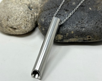 Stainless Steel Anxiety Necklace, Breathing Necklace, Stress Healing Calming Protection Worry Meditation Stress Relief Panic Aid Whistle