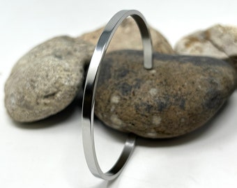 Stainless Steel Bangle, Simple Plain Bangle, Solid Cuff Bangle, Unisex Bangle, Open Bangle, Silver Bangle, Steel Bracelet for Women & Men