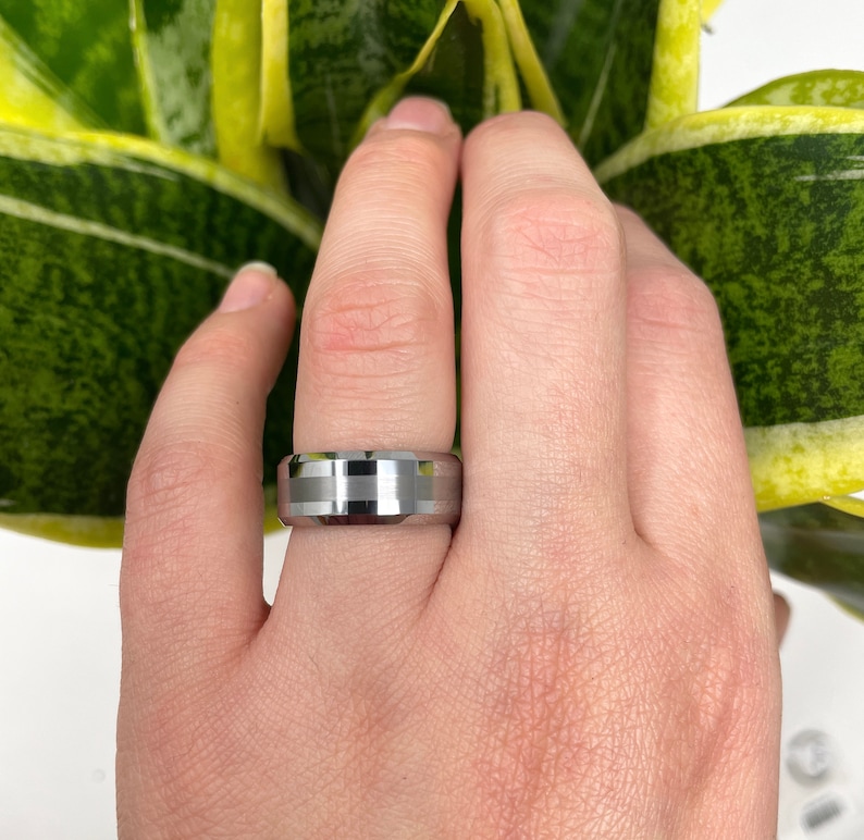 Silver Tungsten Ring Tungsten Wedding Band Wedding Ring Etsy UK