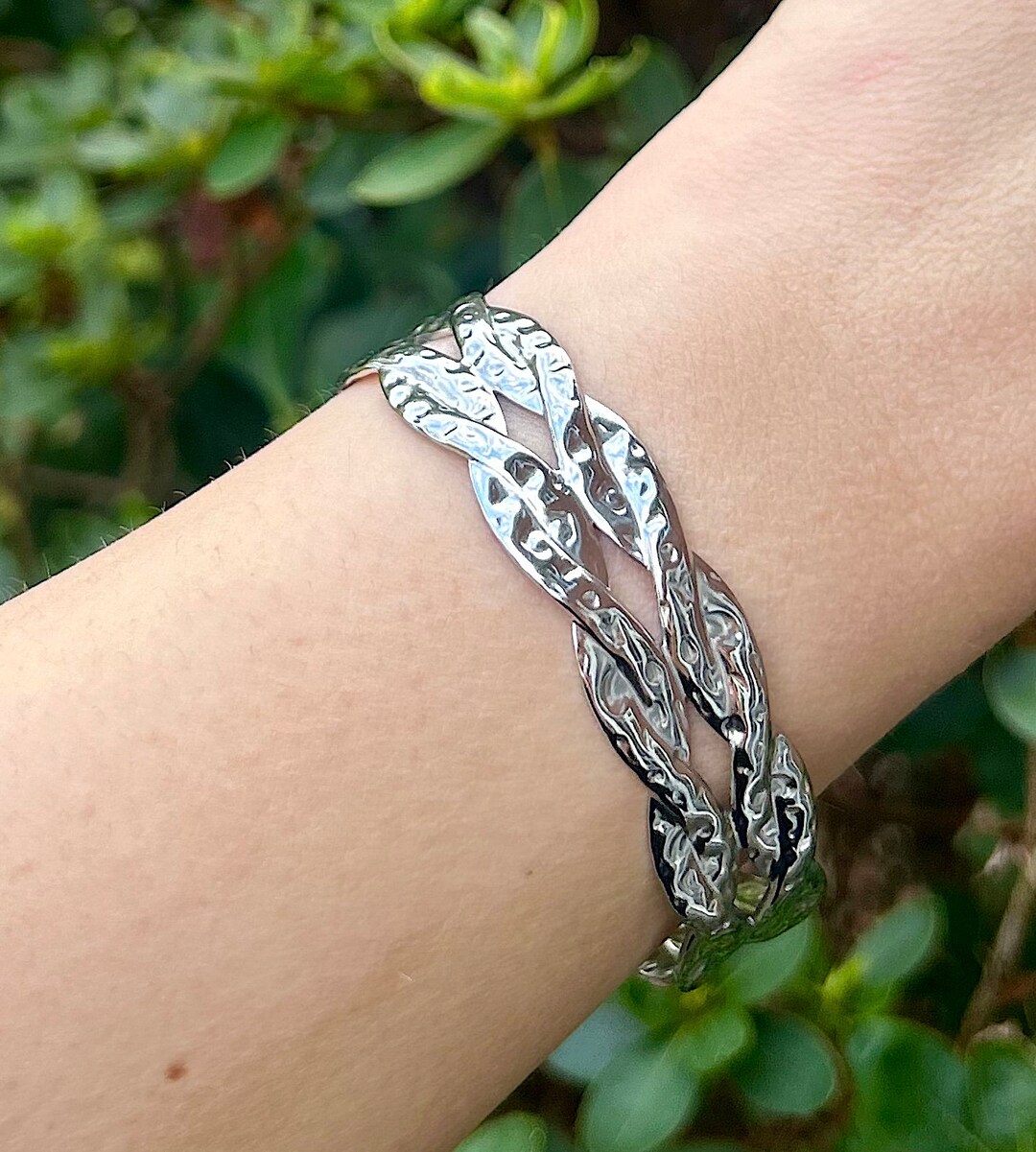 Bracciale Rigido Aperto 555Jewelry In Acciaio Inossidabile 316L – Intrecciato A Fili, Per Donne E Ragazze - 3