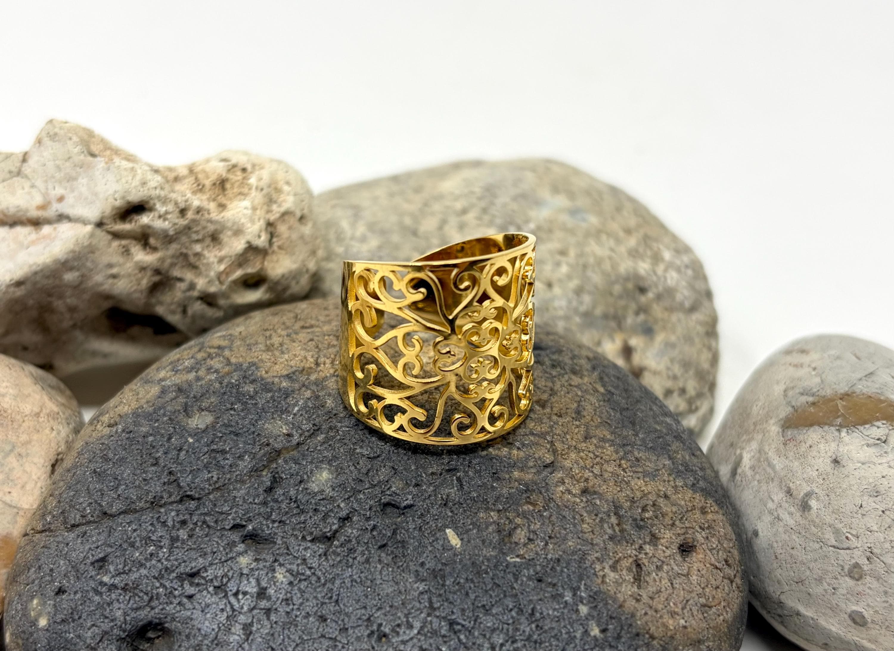 Silver Filigree Ring, Leaf Ring, Chunky Ring, Boho Ring, Statement