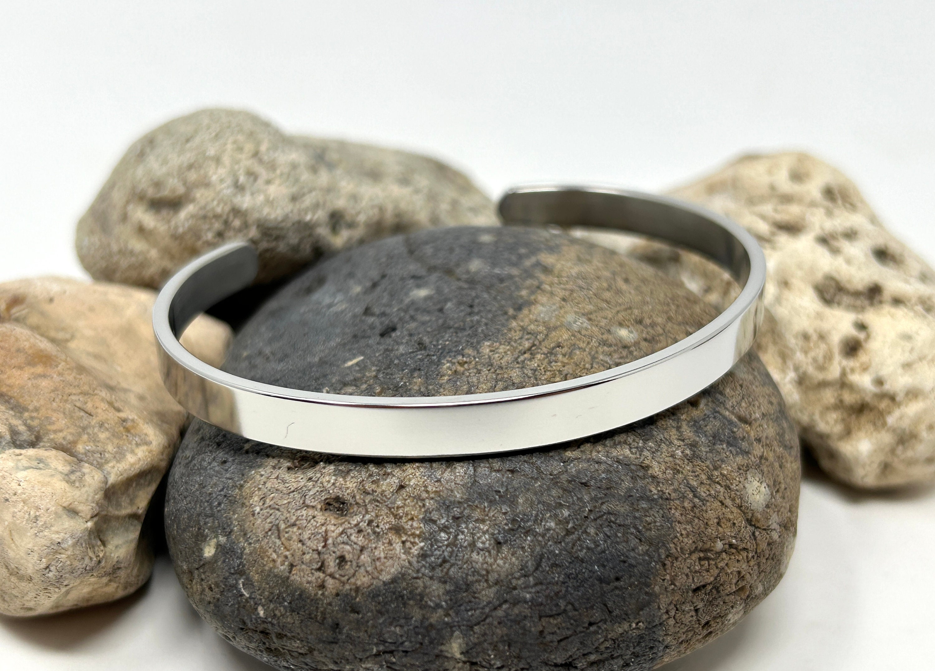 Stainless Steel Bangle, Simple Plain Bangle, Solid Cuff Bangle