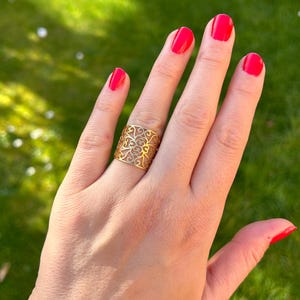 Silver Filigree Ring, Leaf Ring, Chunky Ring, Boho Ring, Statement Ring, Adjustable Open, Thick Ring, Thumb Ring, Vintage Rings for Women image 10