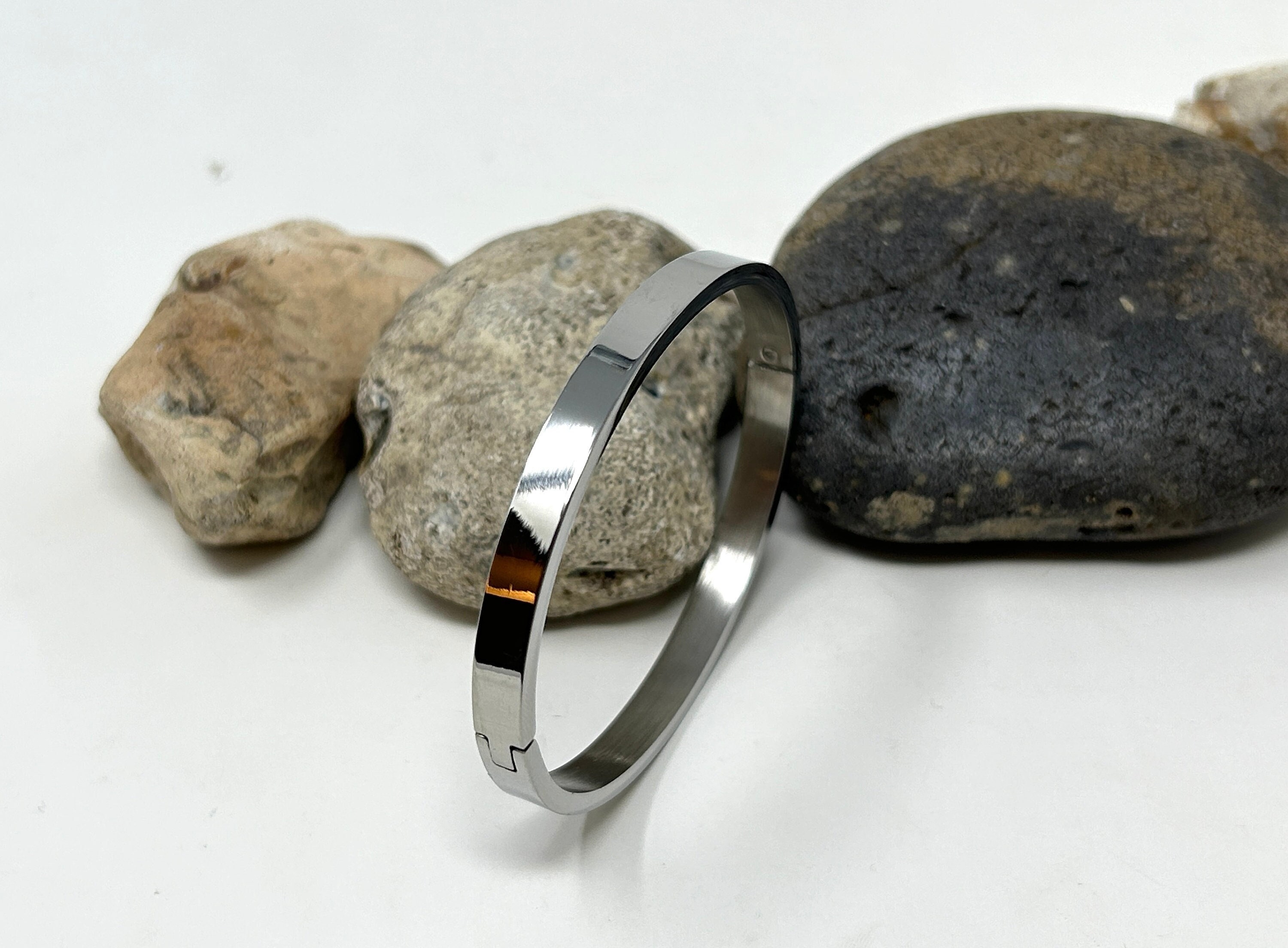 Stainless Steel Bangle, Simple Plain Bangle, Solid Cuff Bangle