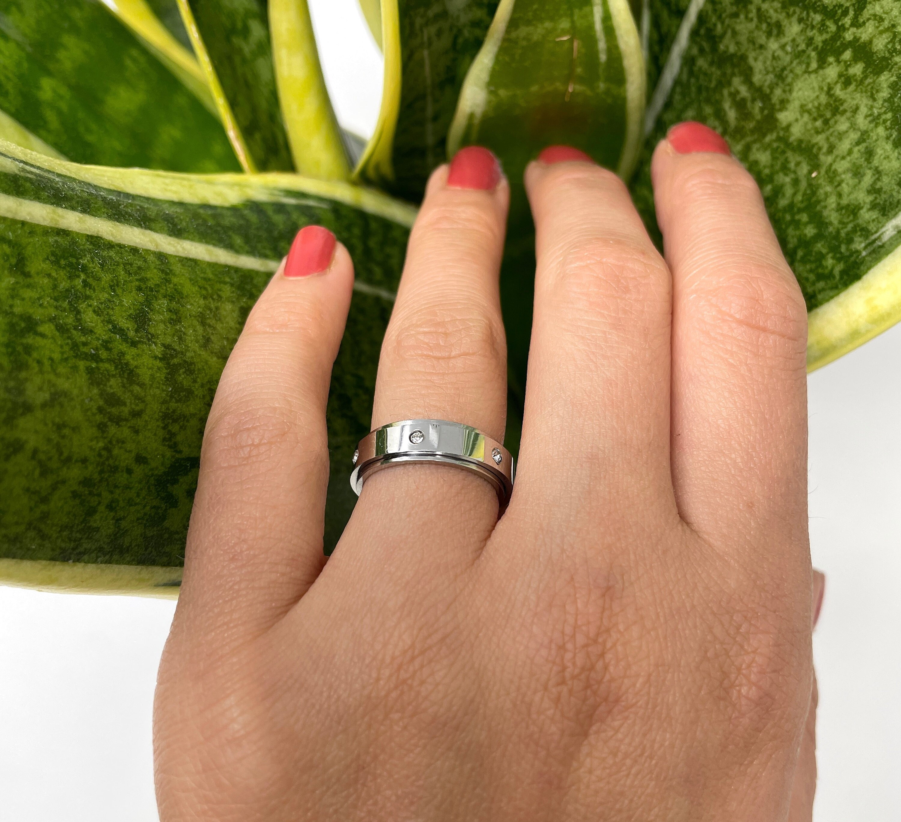 Goyal Exports Solid 925 Sterling Silver Spinner Band Ring - Handmade Meditation Ring (7mm Width) - View #8