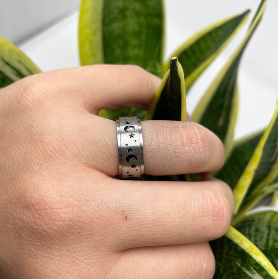 Goyal Exports Solid 925 Sterling Silver Spinner Band Ring - Handmade Meditation Ring (7mm Width) - View #11