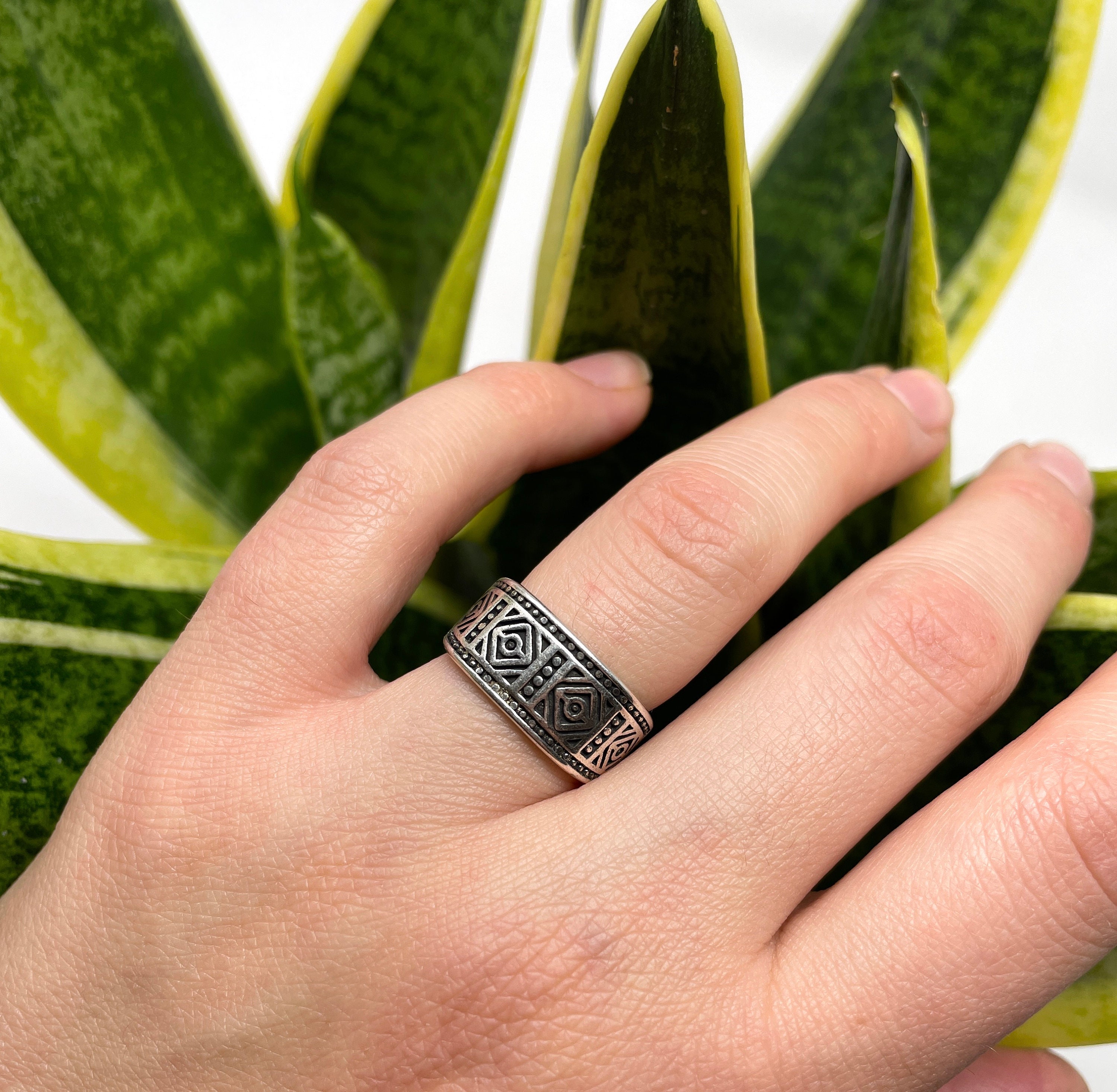 Silver Chunky Statement Ring Boho Ring Tribal Ring Bohemian Etsy UK