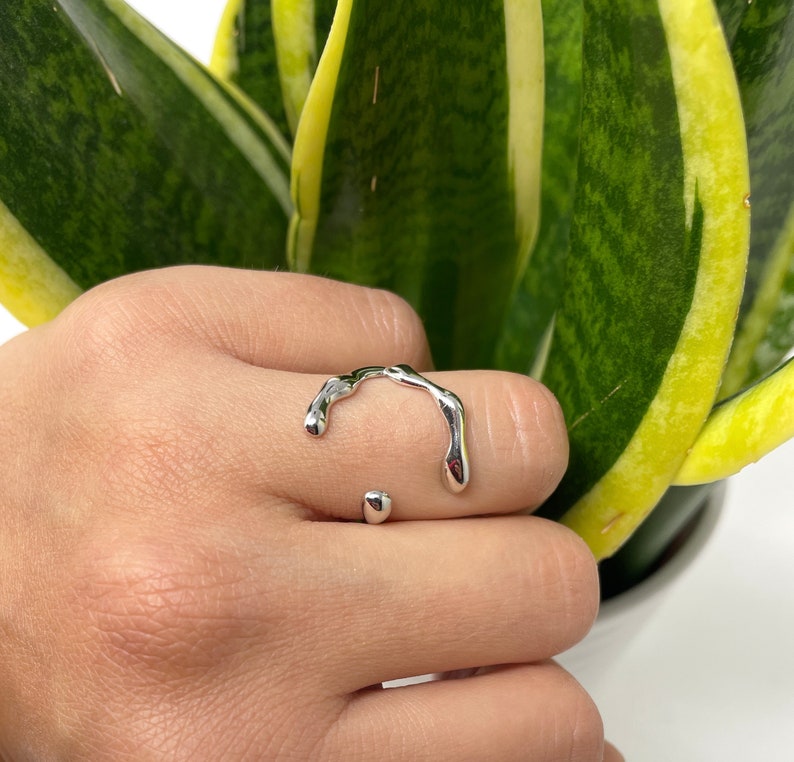 Anillo de acero inoxidable, anillo de garra, anillo llamativo, anillo envolvente, anillo único, anillo de abrazo, anillo gótico, anillos bohemios para mujeres y hombres (plata u oro) imagen 3