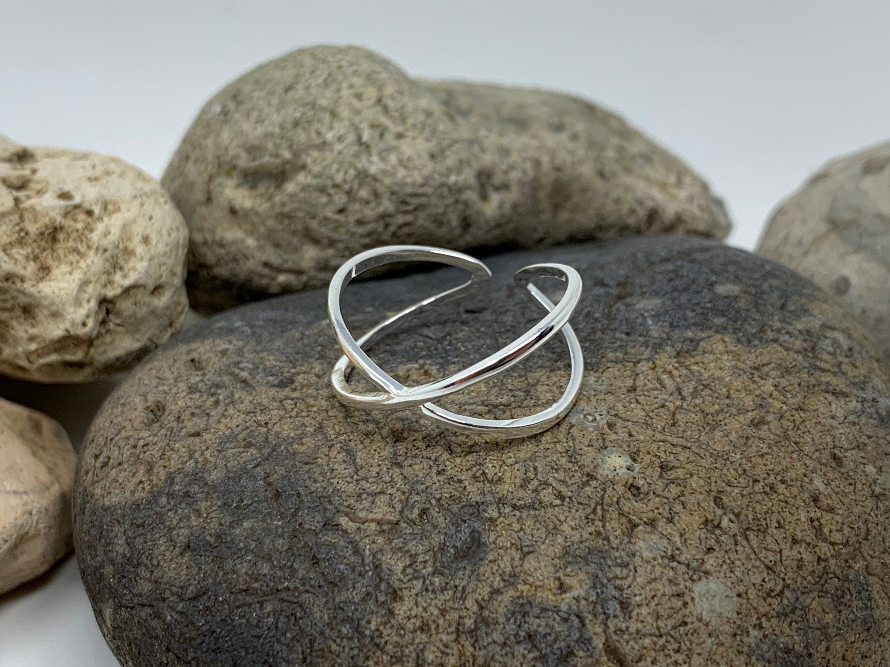 Sterling Silver Criss Cross Ring - .925 Pure Silver, Durable & Hypoallergenic, Choose Your Color - View #6
