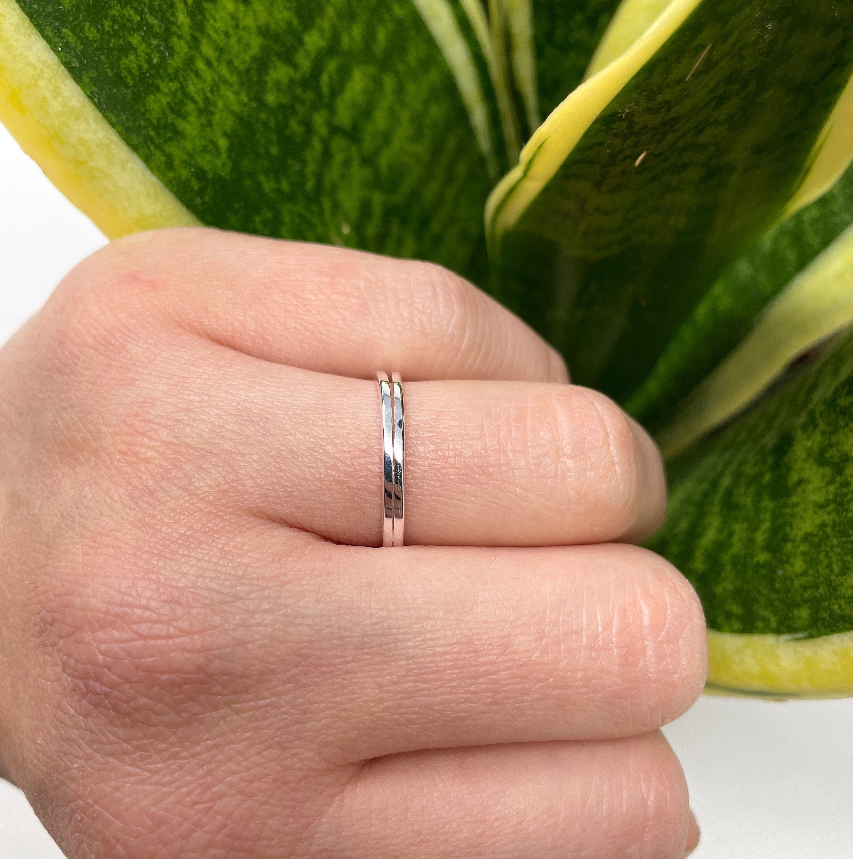 DOUBLE BAND RING-SILVER925-ダブルリング 925 Sterling Silver Double Band Ring, Adjustable Open Stacking