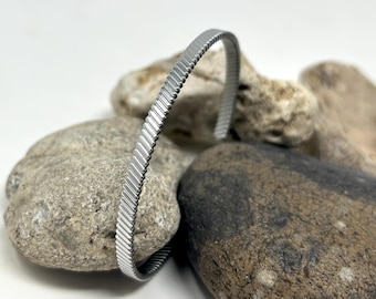 Stainless Steel Bangle, Simple Plain Bangle, Solid Cuff Bangle, Unisex Bangle, Open Bangle, Silver Bangle, Steel Bracelet for Women & Men