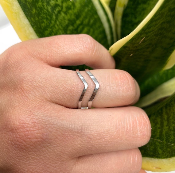 Stainless Steel Ring, Wishbone Ring, V Ring Band, Thick Ring