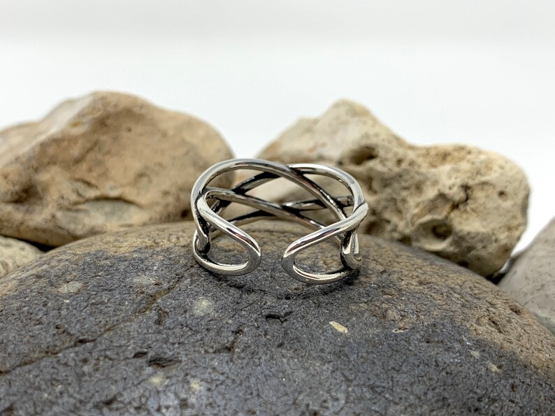 Silver Boho Ring Adjustable Ring Open Ring Stack Ring Etsy