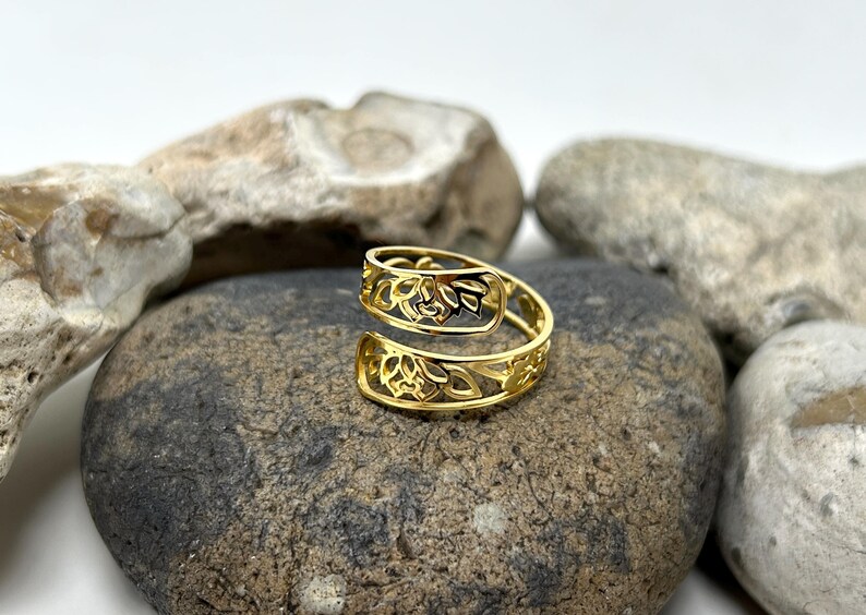 Stainless Steel Ring, Filigree Ring, Leaf Ring, Bypass Silver Ring, Boho Ring, Statement Ring, Adjustable Open Ring, Thumb Rings for Women image 11