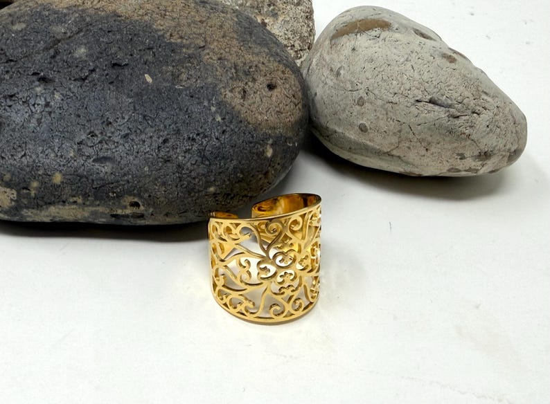 Silver Filigree Ring, Leaf Ring, Chunky Ring, Boho Ring, Statement Ring, Adjustable Open, Thick Ring, Thumb Ring, Vintage Rings for Women image 15