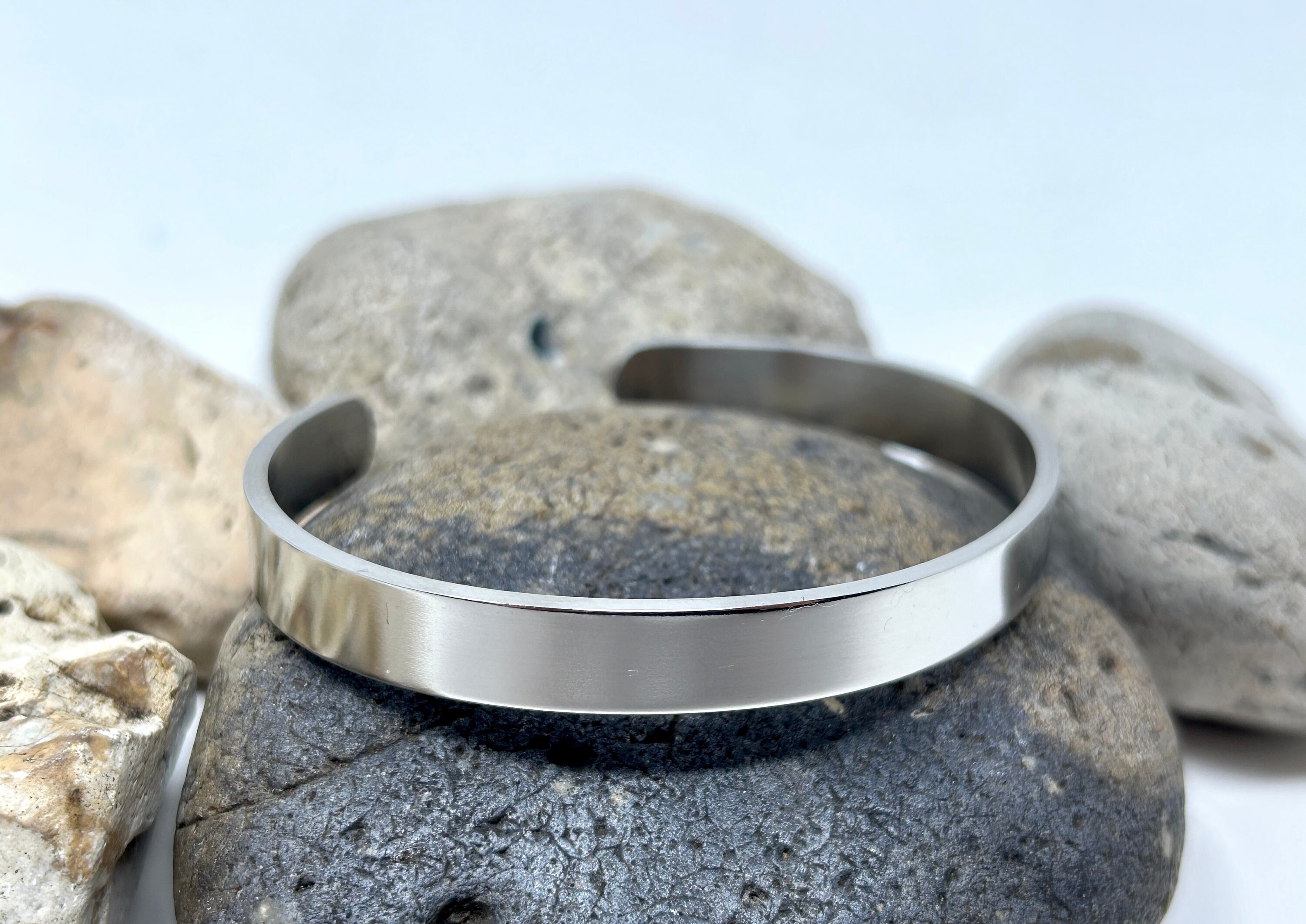 Stainless Steel Bangle, 8mm Simple Plain Bangle, Solid Cuff Bangle