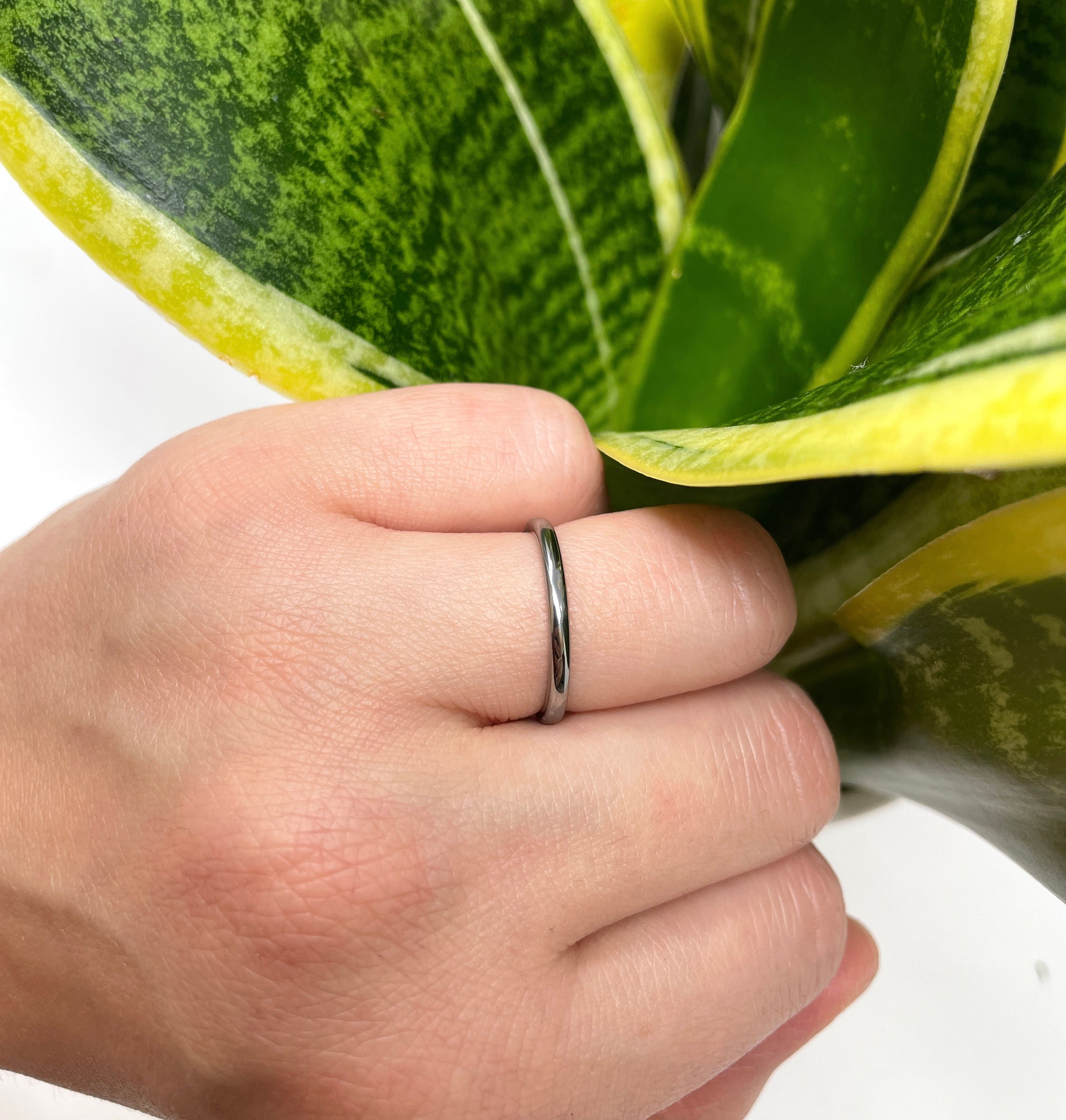 Silver Tungsten Ring, Tungsten Wedding Band, Thin 2mm Ring, Wedding Ring, Engagement Ring, Rings for Women, Anniversary Ring, Stacking Ring