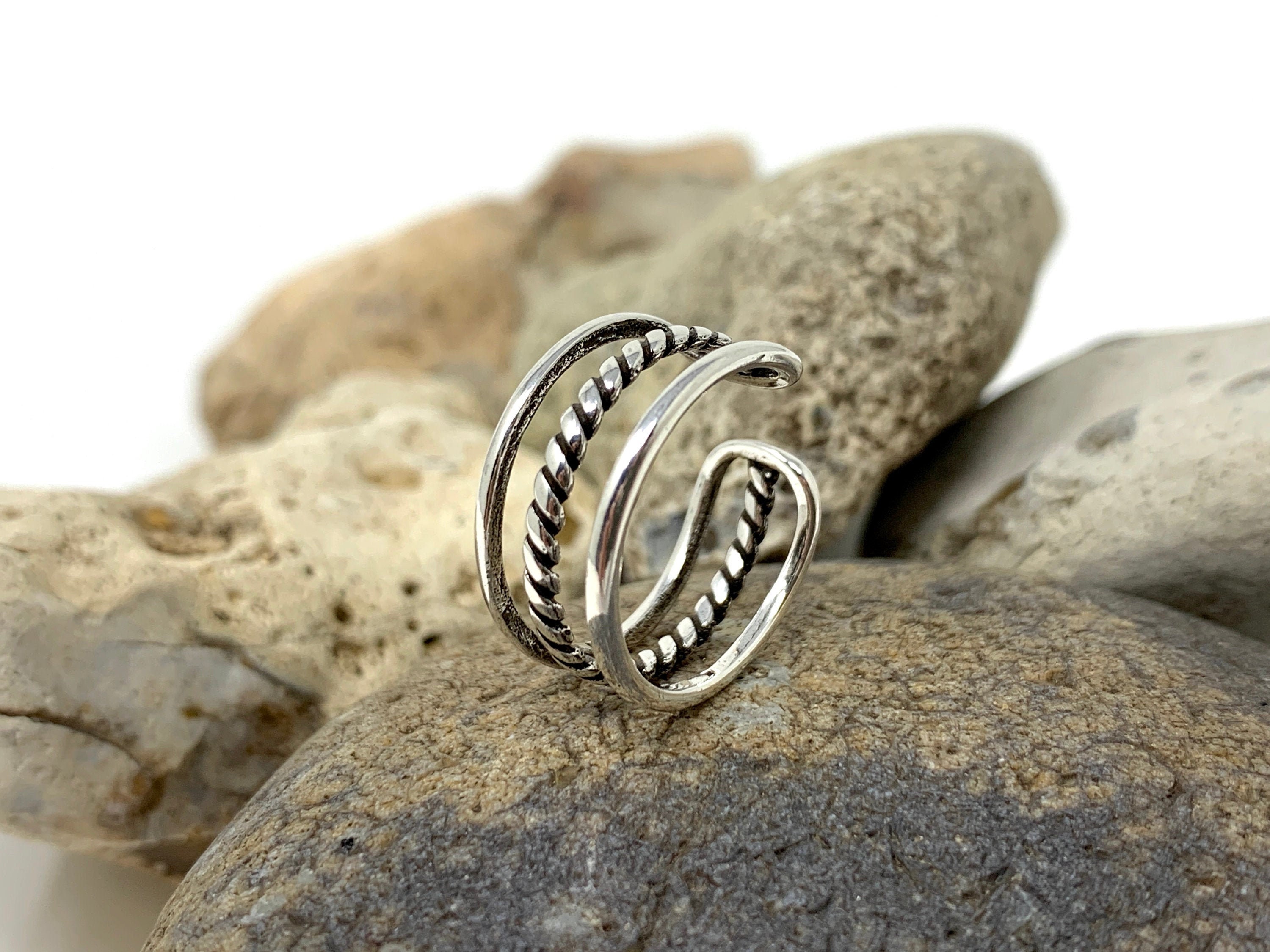 925 Sterling Silver Twisted Ring, Triple Band, Braided Ring 925 Sterling Silver Twisted Ring, Triple Band, Braided Ring