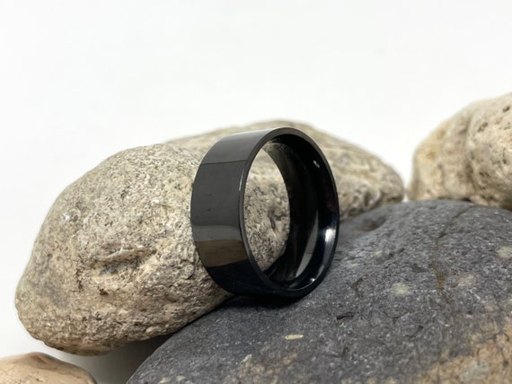 Anillo De Acero Inoxidable, Anillo De 8 Mm, Anillo Negro, Banda De
