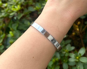 Stainless Steel Bangle, 8mm Simple Plain Bangle, Solid Cuff Bangle, Unisex Bangle, Open Silver Bangle, Steel Bracelet for Women & Men