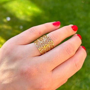 Silver Filigree Ring, Leaf Ring, Chunky Ring, Boho Ring, Statement Ring, Adjustable Open, Thick Ring, Thumb Ring, Vintage Rings for Women image 9
