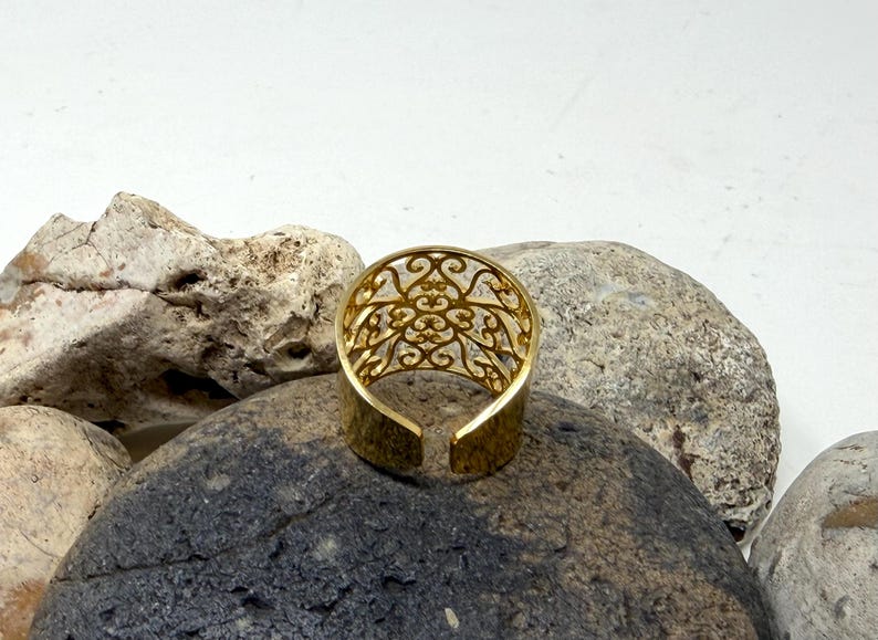 Silver Filigree Ring, Leaf Ring, Chunky Ring, Boho Ring, Statement Ring, Adjustable Open, Thick Ring, Thumb Ring, Vintage Rings for Women image 16