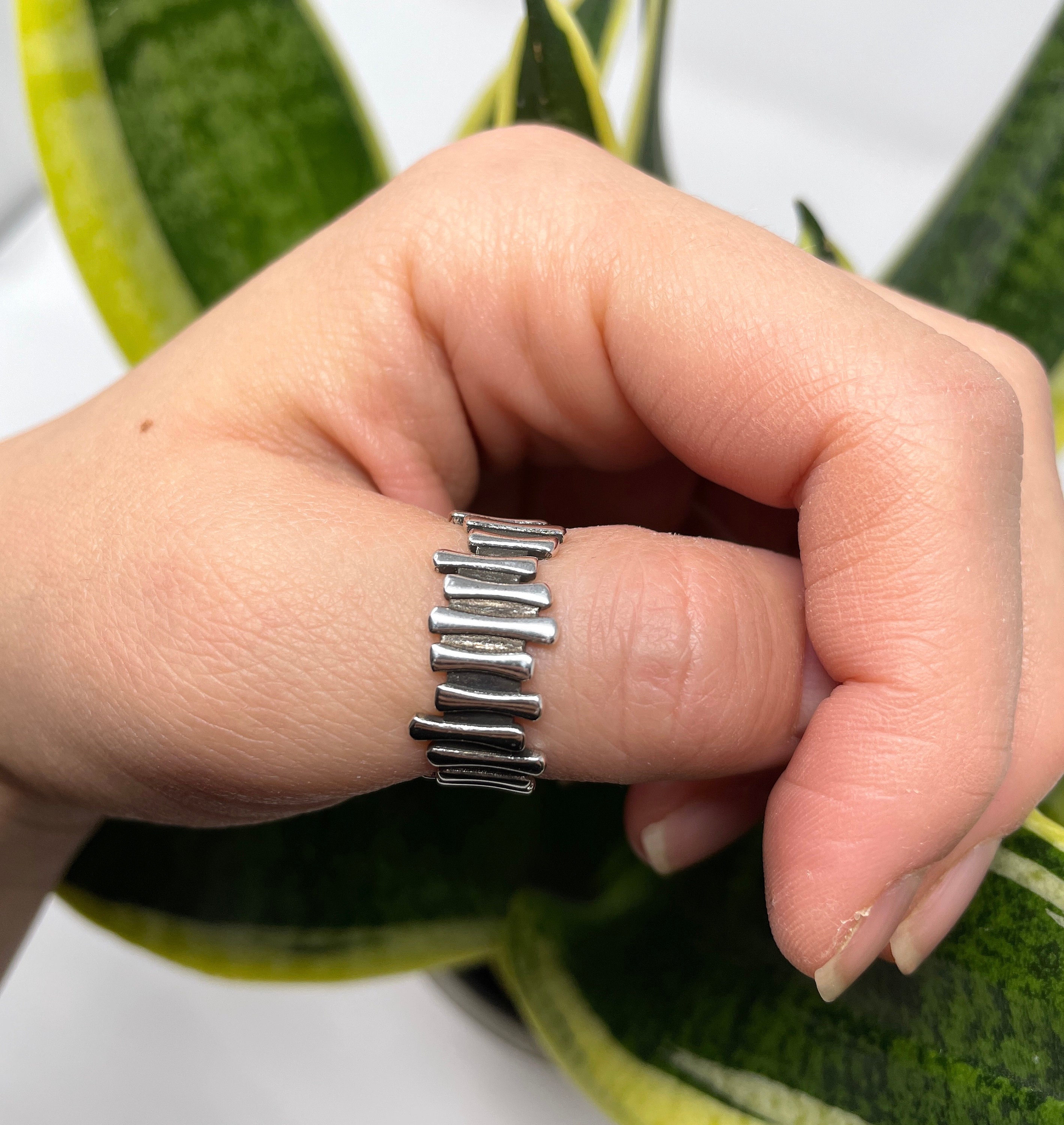 『BINGO RING SILVER』 Silver Large Circle Statement Ring, Chic Trend Flower