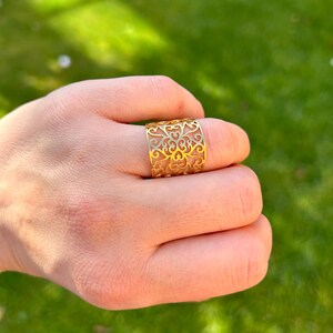 Silver Filigree Ring, Leaf Ring, Chunky Ring, Boho Ring, Statement Ring, Adjustable Open, Thick Ring, Thumb Ring, Vintage Rings for Women image 11