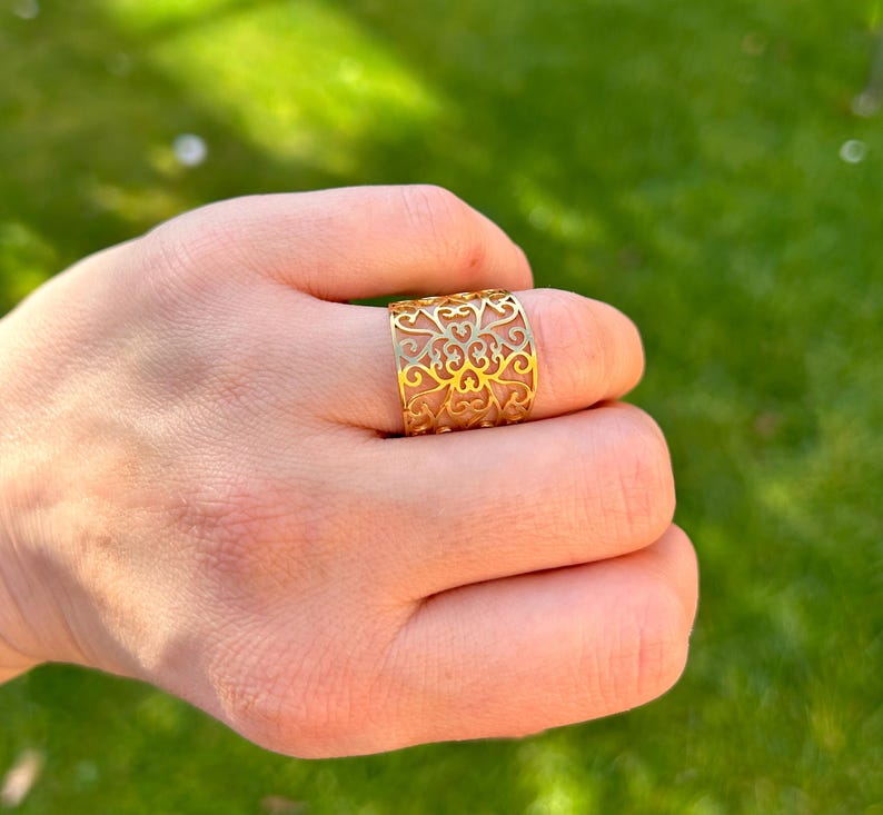 Silver Filigree Ring, Leaf Ring, Chunky Ring, Boho Ring, Statement Ring, Adjustable Open, Thick Ring, Thumb Ring, Vintage Rings for Women image 11