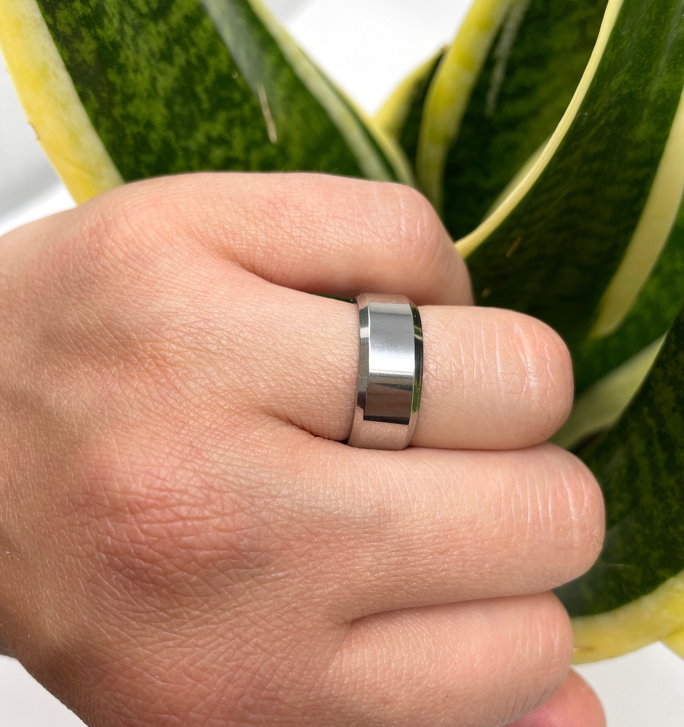 8mm Beveled 904L Stainless Steel Ring | Handcrafted in The USA
