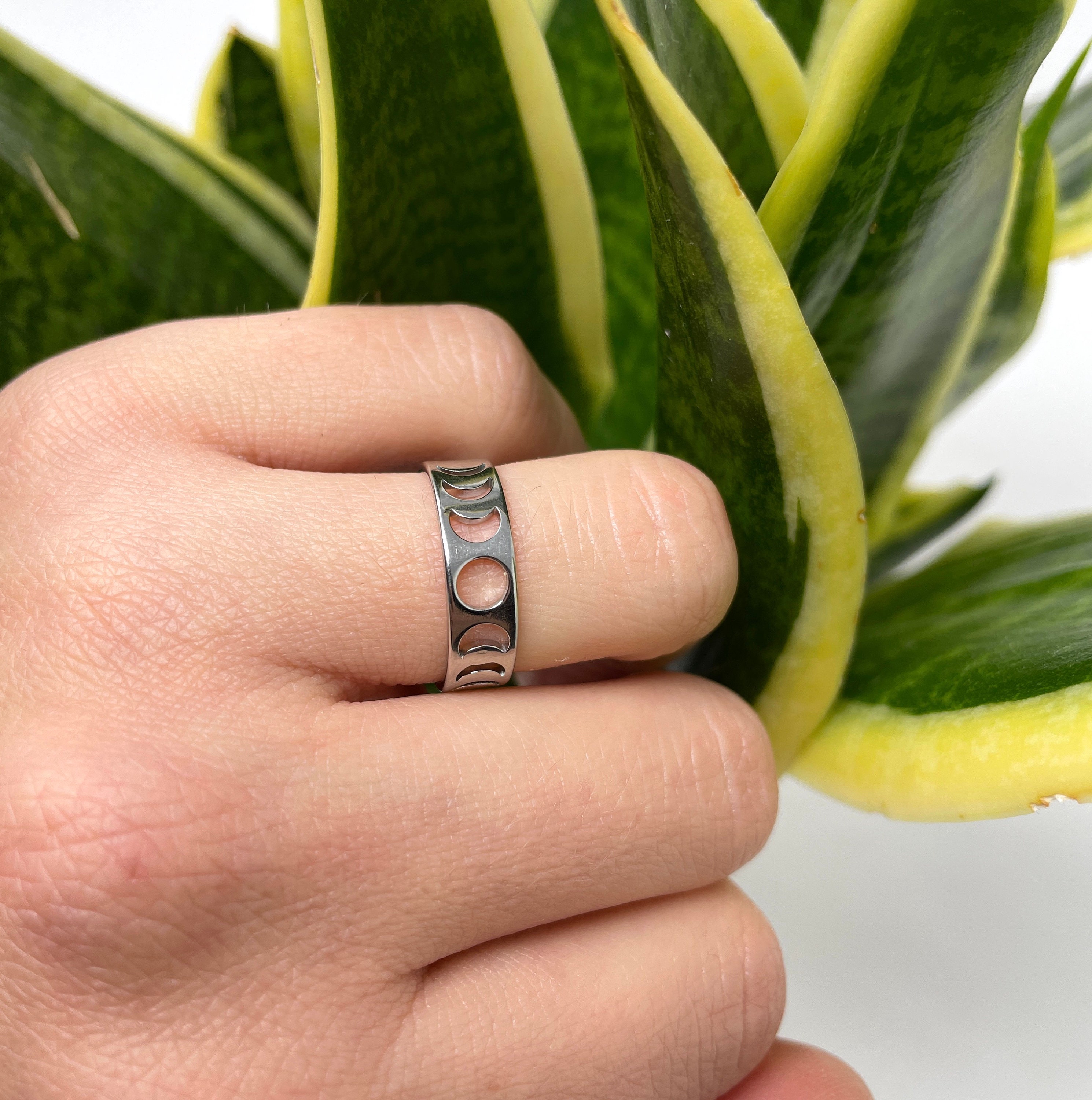 Stainless Steel Ring, Moon Phase Ring, Celestial Ring, Lunar Ring