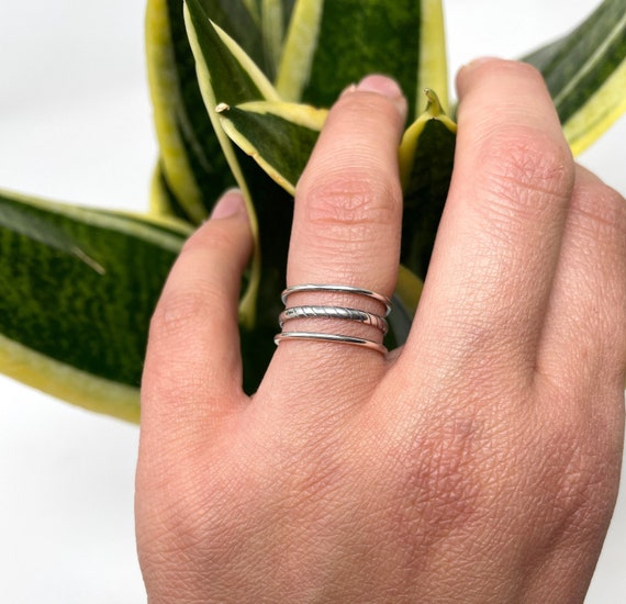 【Scaletto】[Silver925] BB04 Twisted Ring 925 Sterling Silver Twisted Ring, Triple Band, Braided Ring